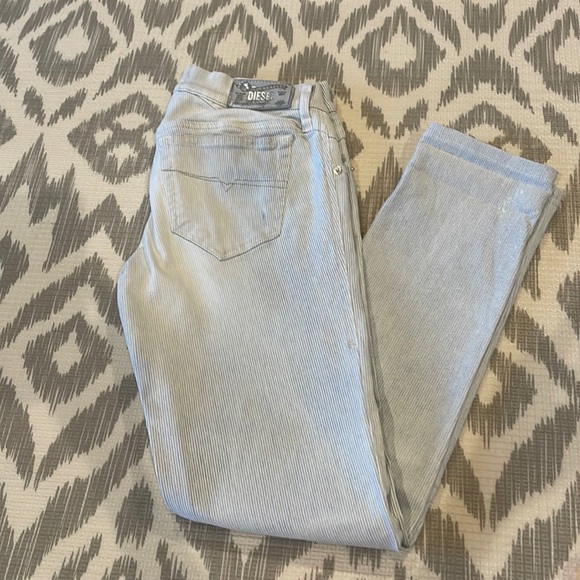 Diesel Getlegg Slim Skinny Low Waist Pinstripe Distressed Jean - Picture 1 of 6